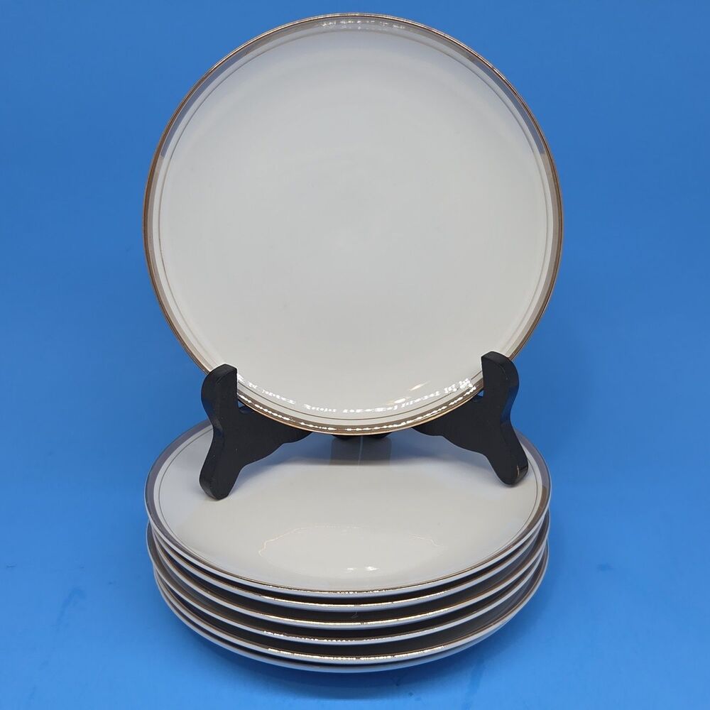Royalton China Golden Elegance 6 3/8" Porcelain Bread Plates Set of 7